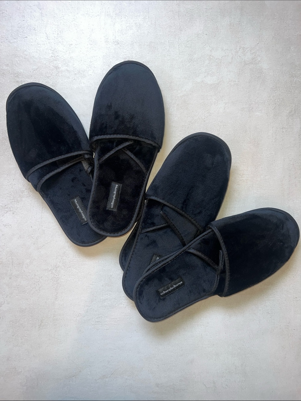 4 Black Hotel Slippers Velour Velvet Autograph Marriott Luxury